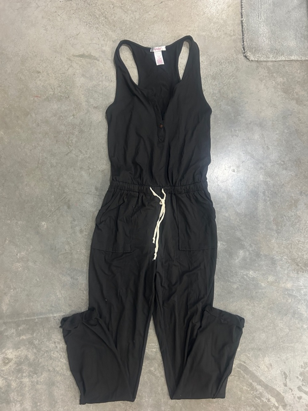 Women's Black Sleeveless Drawstring Jumpsuit